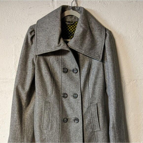 Steve Madden Peacoat size Medium wool double breasted over sized collar - Picture 3 of 8